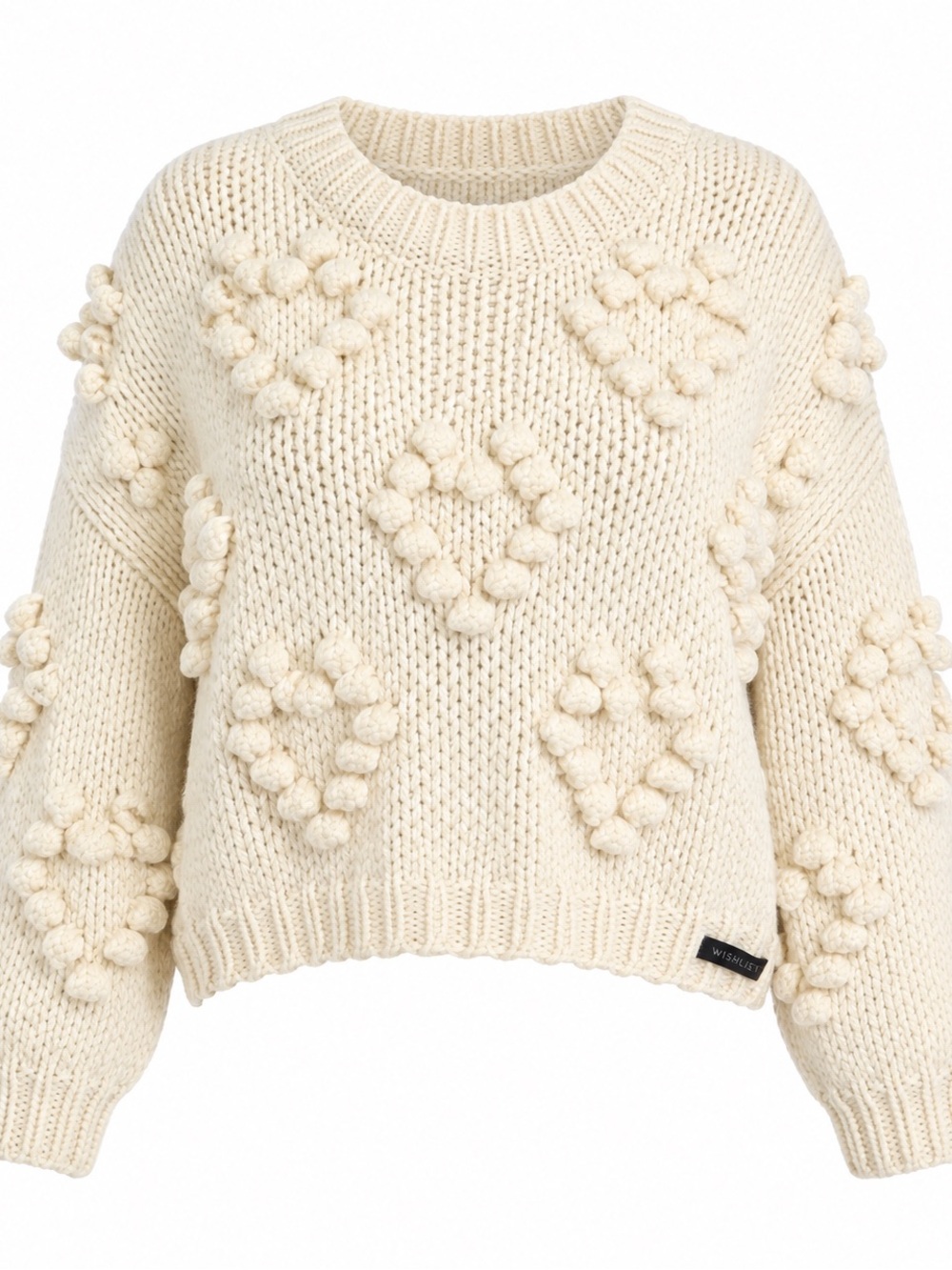 Wishlist Cream Chunky Bobble Knit Crewneck Sweater